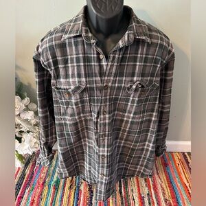 y2k Carhartt Thick Plaid Flannel Shirt Outdoor Jacket Vintage 2000s Gray XL